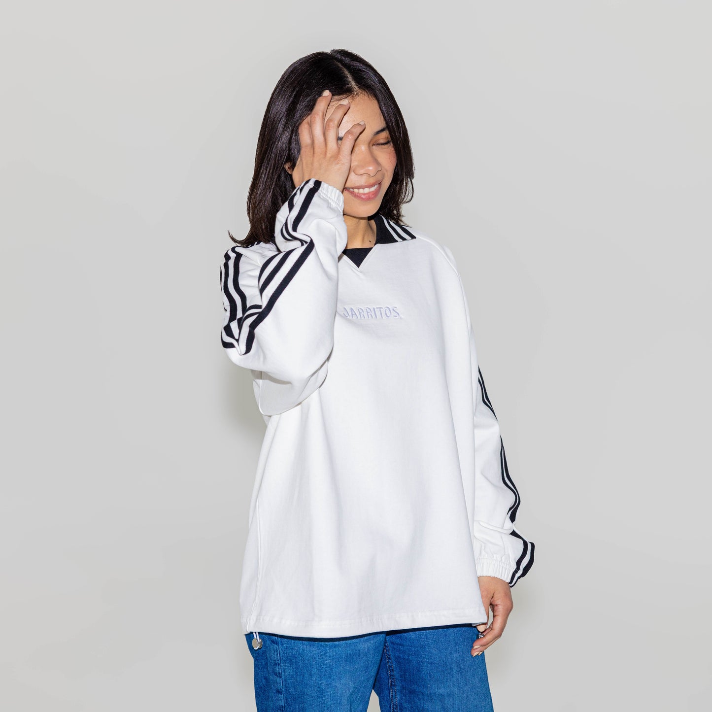 Sporty Stripped Collared Sweatshirt